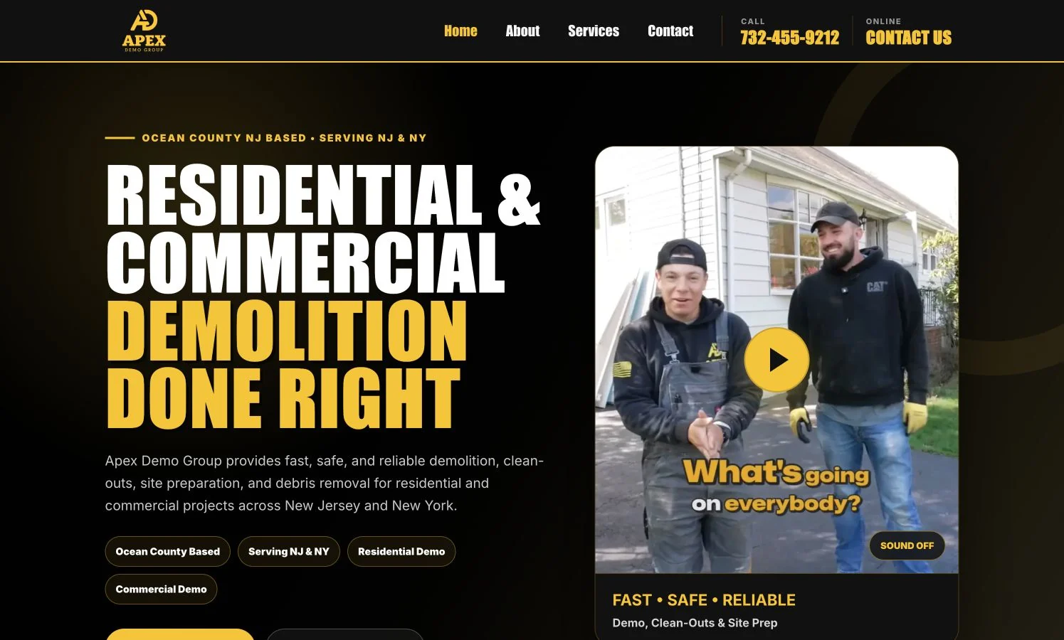 Apex Demo Group website designed by Wealth Media