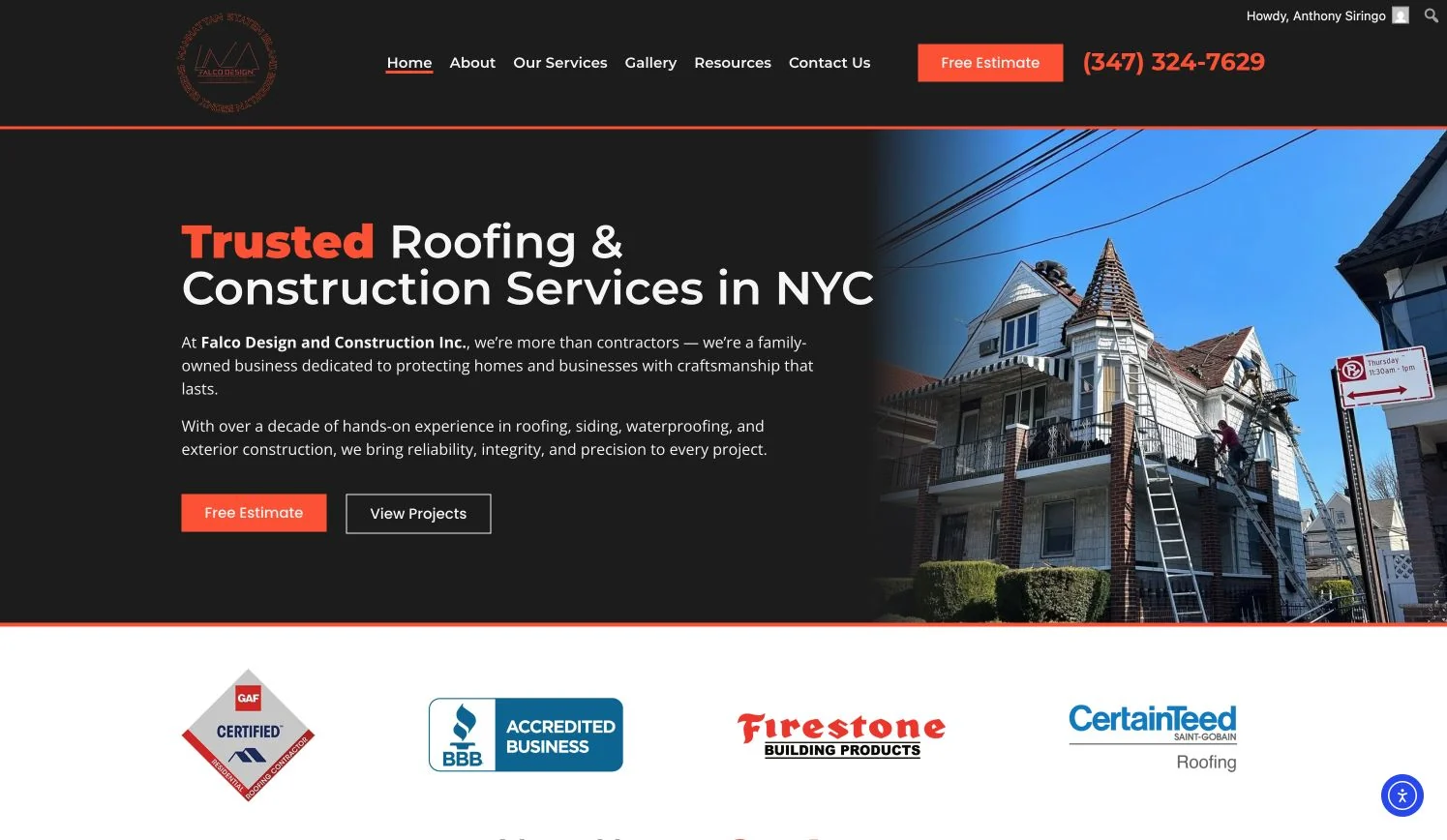 Falco Design & Construction website designed by Wealth Media